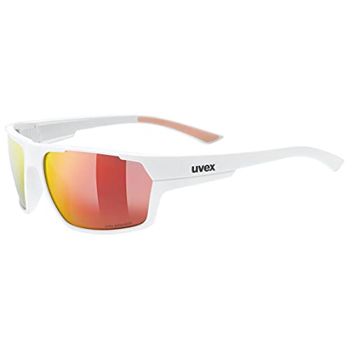 uvex sportstyle 233 P - Sportbrille für Damen und Herren - polarisiert - verspiegelt - white matt/red - one size von Uvex