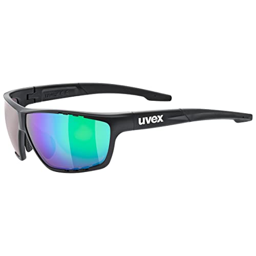uvex Unisex – Erwachsene, sportstyle 706 CV Sportbrille, kontrastverstärkend, black mat/mirrpr green, one size von Uvex