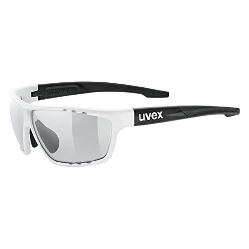 uvex Unisex – Erwachsene, sportstyle 706 V Sportbrille, selbsttönend, white black mat/smoke, one size von Uvex