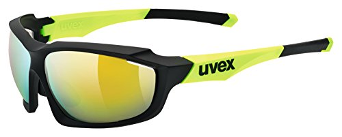uvex sportstyle 710 - Sportbrille für Damen und Herren - verspiegelt - beschlagfrei - black matt yellow/yellow - one size von Uvex