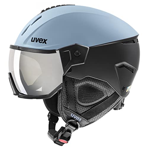 uvex instinct visor - Skihelm für Damen und Herren - mit Visier - individuelle Größenanpassung - glacier - black matt - 53-55 cm von Uvex