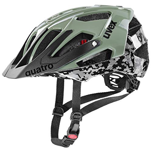 uvex quatro - sicherer MTB-Helm für Damen und Herren - individuelle Größenanpassung - verstellbarer Schirm - pixelcamo - olive - 52-57 cm von Uvex