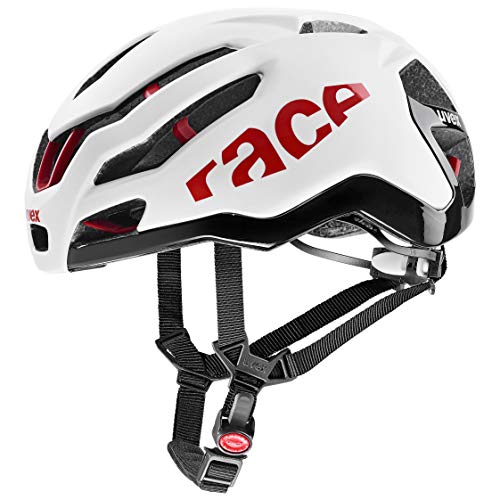 uvex race 9 - extrem leichter Performance-Helm für Damen und Herren - aerodynamisch optimierte Belüftung - optimierte Belüftung - white - red matt - 57-60 cm von Uvex