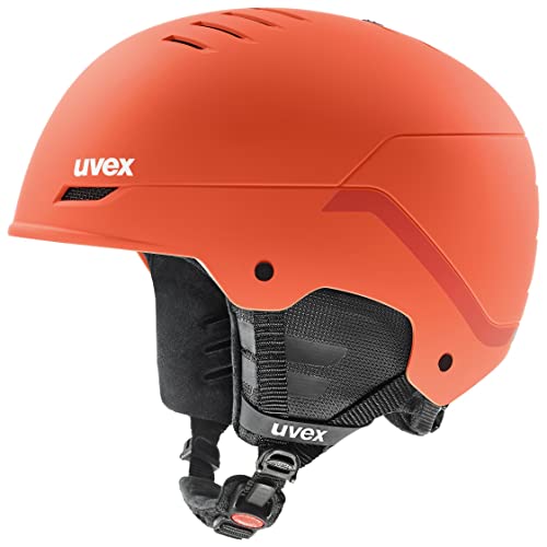 uvex wanted - robuster Skihelm für Damen und Herren - individuelle Größenanpassung - Nackenwärmer - fierce red stripes matt - 54-58 cm von Uvex