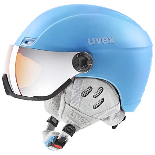 uvex hlmt 400 visor style - leichter Skihelm für Damen und Herren - individuelle Größenanpassung - mit Visier - cloudy blue matt - 53-58 cm von Uvex