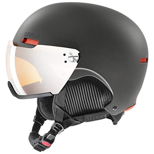 uvex hlmt 500 visor - robuster Skihelm für Damen und Herren - individuelle Größenanpassung - mit Visier - dark slate orange matt - 52-55 cm von Uvex