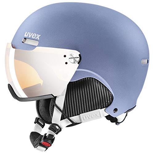 uvex hlmt 500 visor - robuster Skihelm für Damen und Herren - individuelle Größenanpassung - mit Visier - dust blue matt - 52-55 cm von Uvex