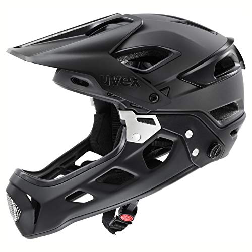 uvex jakkyl hde 2.0 BOA - sicherer MTB-Helm für Damen und Herren - optimale Passform - abnehmbarer Kinnschutz - black matt - 56-61 cm von Uvex