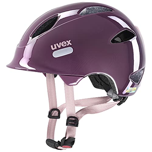 uvex oyo - leichter Fahrradhelm für Kinder - individuelle Größenanpassung - erweiterbar mit LED-Licht - plum - dust rose - 50-54 cm von Uvex