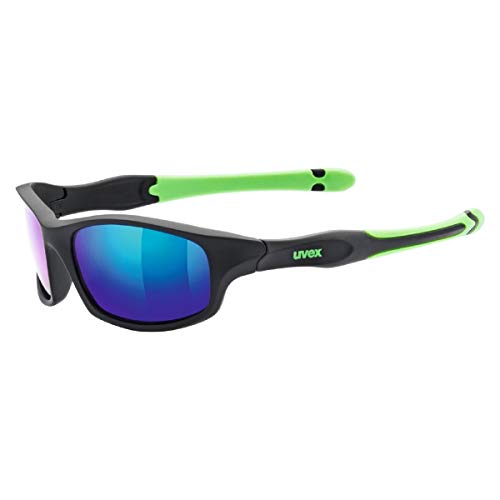 uvex sportstyle 507 - Sonnenbrille für Kinder - verspiegelt - inkl. Kopfband - black matt green/green - one size von Uvex