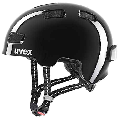 uvex hlmt 4 reflexx - leichter Kinder-Helm - individuelle Größenanpassung - inkl. LED-Licht - black - 56-61 cm von Uvex