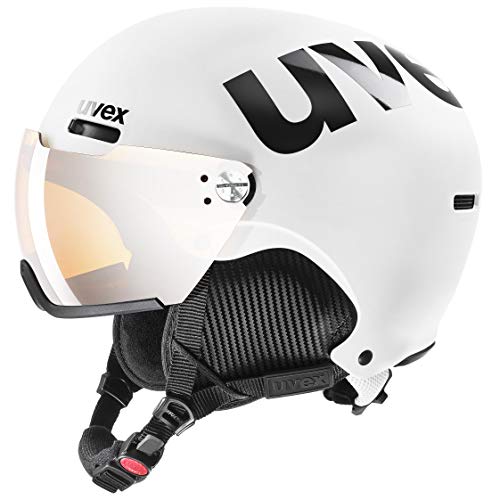 uvex hlmt 500 visor - robuster Skihelm für Damen und Herren - individuelle Größenanpassung - mit Visier - white-black matt - 59-62 cm von Uvex