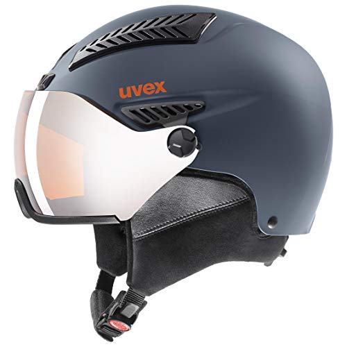 uvex hlmt 600 visor - robuster Skihelm für Damen und Herren - individuelle Größenanpassung - mit Visier - dark slate orange matt - 55-57 cm von Uvex
