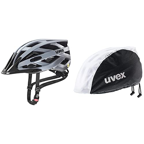uvex i-vo cc MIPS - Leichter Allround-Helm - Dove matt - 56-60 cm & rain Cap Bike Fahrradmütze - Wind- & wasserabweisend - Flexible Passform - Black White - L/XL von Uvex