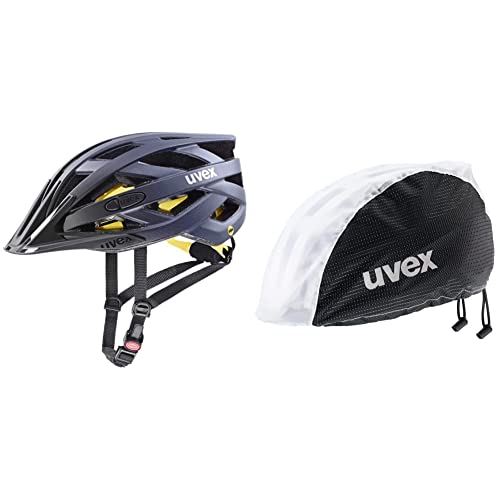 uvex i-vo cc MIPS - Leichter Allround-Helm Silver matt - 56-60 cm & rain Cap Bike Fahrradmütze - Wind- & wasserabweisend - Flexible Passform - Black White - L/XL von Uvex