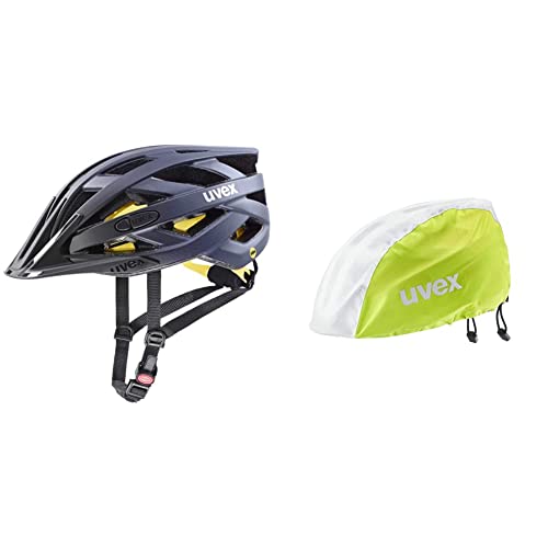 uvex i-vo cc MIPS - Leichter Allround-Helm für Damen und Herren - Midnight - Silver matt - 52-57 cm & rain Cap Bike Fahrradmütze - Wind- & wasserabweisend - Flexible Passform - Lime-White - L/XL von Uvex