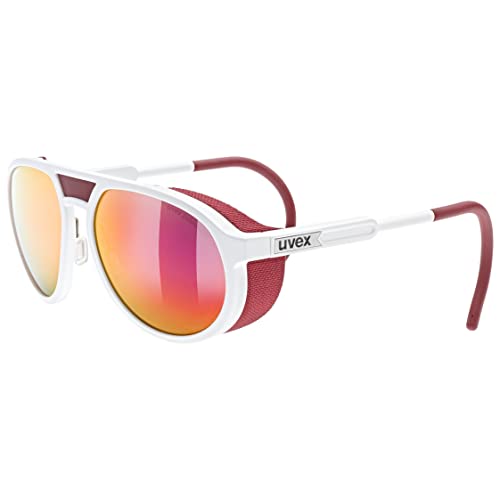 uvex mtn classic P - Sportbrille für Damen und Herren - polarisiert - abnehmbarer Seitenschutz - white matt/red - one size von Uvex