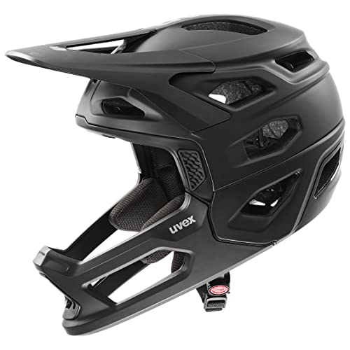uvex revolt - extrem leichter MTB-Helm für Damen und Herren - individuelle Größenanpassung - abnehmbarer Kinnschutz - all black matt - 57-61 cm von Uvex