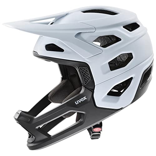 uvex revolt - extrem leichter MTB-Helm für Damen und Herren - individuelle Größenanpassung - abnehmbarer Kinnschutz - cloud-black matt - 52-57 cm von Uvex