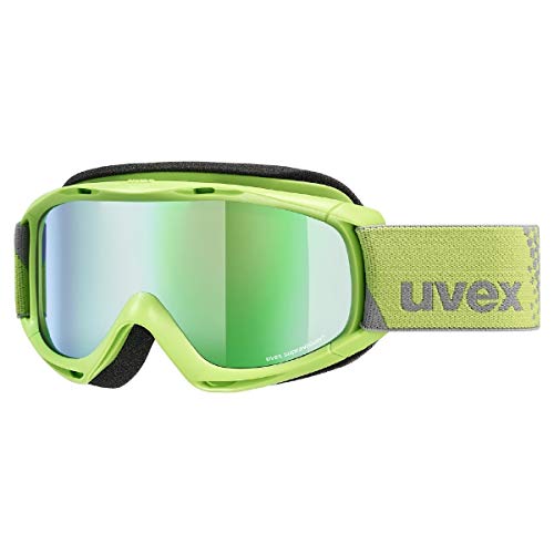 uvex slider FM - Skibrille für Kinder - verspiegelt - vergrößertes, beschlagfreies Sichtfeld - lightgreen/green-lasergold lite - one size von Uvex