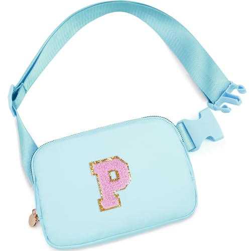 Gürteltasche für Mädchen und Damen, Umhängetasche, Hüfttasche, personalisierte Bauchtasche, Blau, P von Uygafly