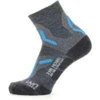 UYN Trekking 2in Merino Low Cut Trekkingsocken aus Merinowolle Damen mid grey/turquoise 37-38 von Uyn