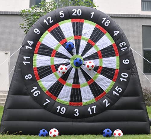 V-infla Aufblasbares Fußball-Dartboard mit Gebläse und 8 aufblasbaren Bällen für Outdoor-Sportspiele (3 m hoch, schwarz) von V-infla