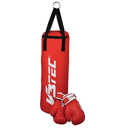 V3Tec Boxset Teens Boxsack inkl. Boxhandschuhe Handschuhe für Jugendliche rot von V3tec
