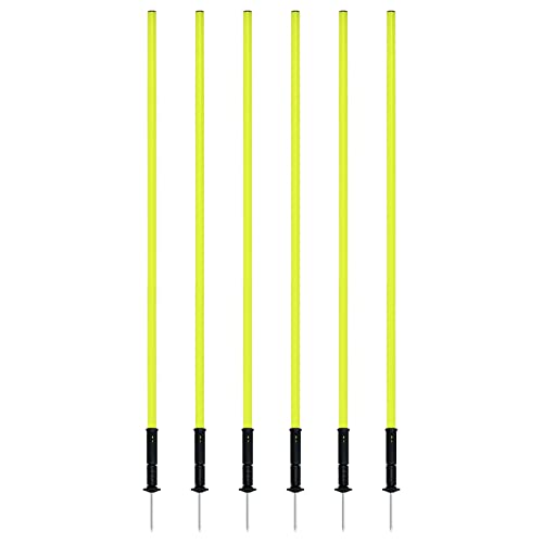 VA-Cerulean Slalomstangen,6er-Set 150cm Federbelastete Traingsstangen mit Stahlspitzen und Tragetasche,Fußball Agility Training für Kinder Erwachsene Hunde,Koordinationstraining(Gelb) von VA-Cerulean