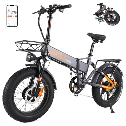 VAKOLE E Bike 20 Zoll Elektrofahrräder für Herren und Damen Faltbares E-Fahrrad mit 48V 20Ah Wechselakku, Doppelmotor Ebike, 7 Gang Mountainbike, Reichweite bis zu 120 Km von VAKOLE