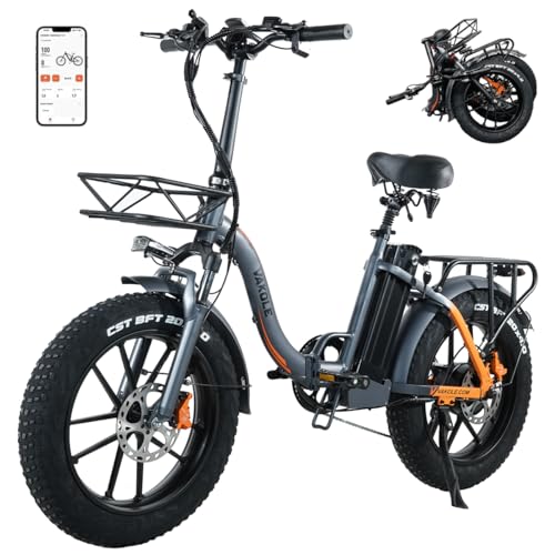 VAKOLE Klapprad E-Bike 20" X4 Elektrofahrrad mit 48V/20Ah Akku, APP-Steuerung, E Klapprad mit Vorderkorb, Hydraulische Scheibenbremse, Elektrofahrrad für Herren Damen von VAKOLE