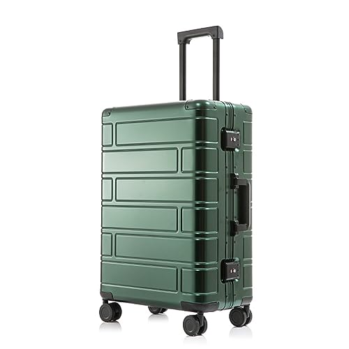 Reisekoffer Ganzmetall-Koffer aus Aluminium-Magnesium-Legierung mit Universalrädern, modischer Trolley-Koffer, Passwort-Koffer, einfacher Koffer Weichschalenkoffer ( Color : Green , Size : 28inch ) von VALCLA
