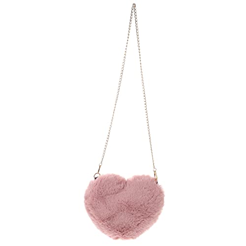 1stk Pfirsichherzförmige Tasche Rucksacktasche Für Mädchen Klare Umhängetasche Tragetaschen Für Damen Klein Flauschige Rosa Aufbewahrungstaschen Künstliches Kaninchenfell Einkaufen von VALICLUD