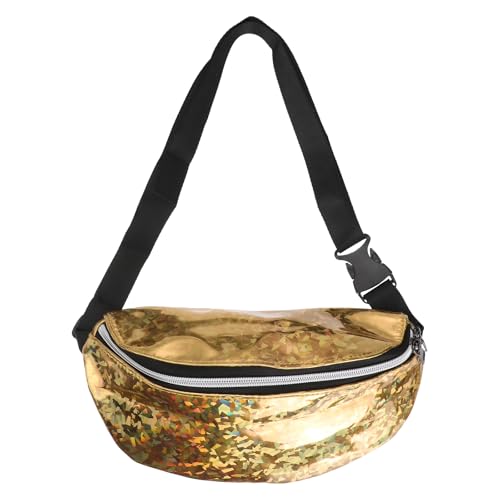 VALICLUD Bauchtasche Gold Bauchtasche Festival Holografische Bauchtaschen Verstellbare Gürteltasche Wandern Laufen Hüfttasche Bier Bauchtasche Bauchtasche Damen Gold von VALICLUD