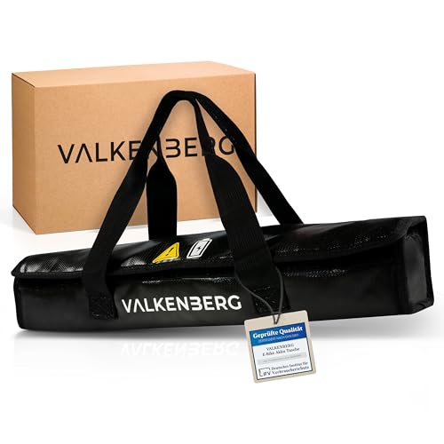 VALKENBERG Ebike Akku Tasche - Feuerfeste Box für Akkus mit Ladekabel Kabeldurchführung - E-Bike Akku Schutzhülle inkl. praktischen Tragegurt - Akkubox feuerfest perfekt für unterwegs von VALKENBERG