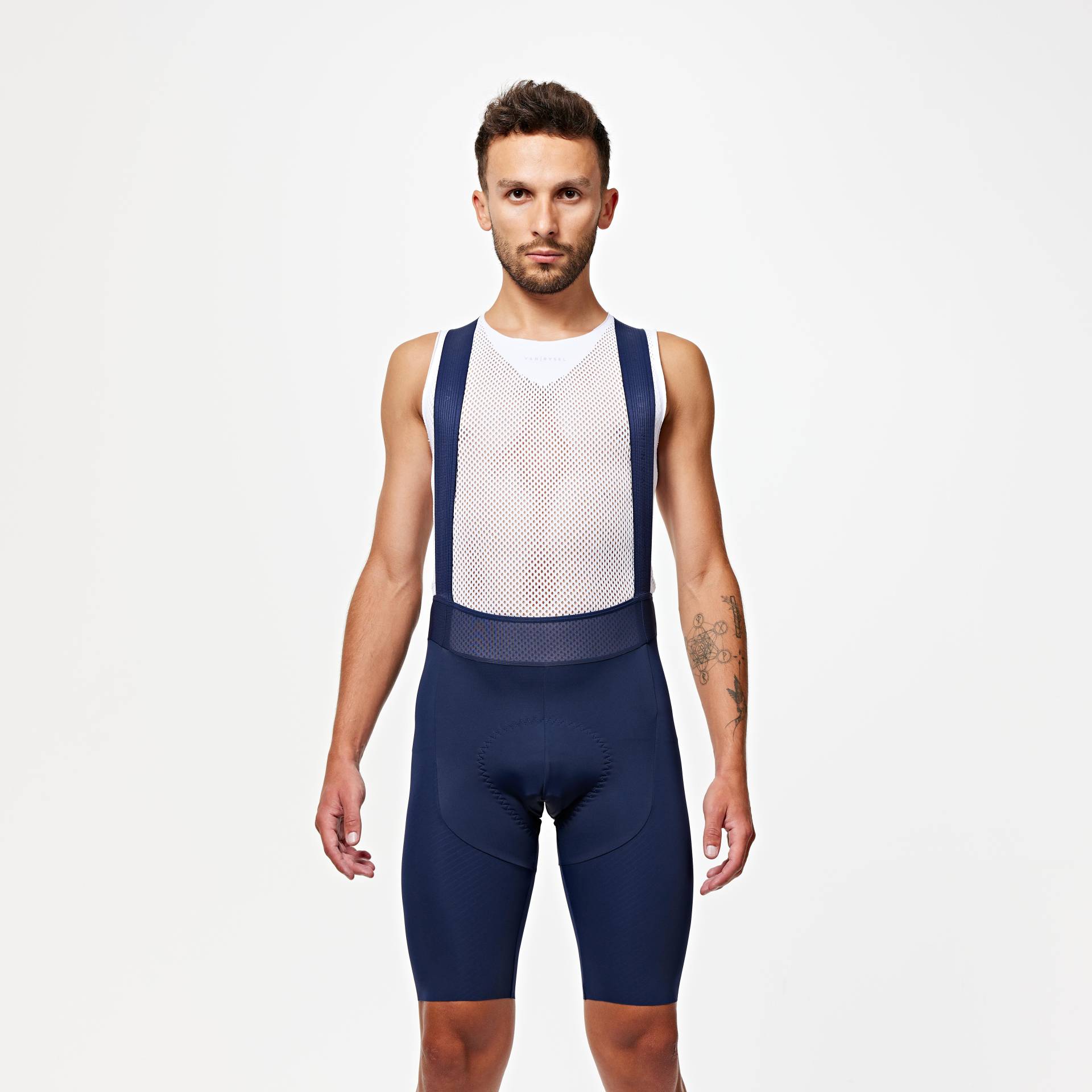 Herren Radhose Rennrad kurz mit Trägern - Racer 3 blau von VAN RYSEL