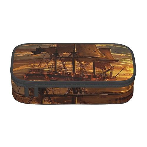 VANANI Fantasy Piratenschiff Große Kapazität Federmäppchen Multifunktionales Federmäppchen Schreibwaren Aufbewahrungsbedarf für Büro und Schule, Schwarz , Einheitsgröße, Kosmetiktasche von VANANI