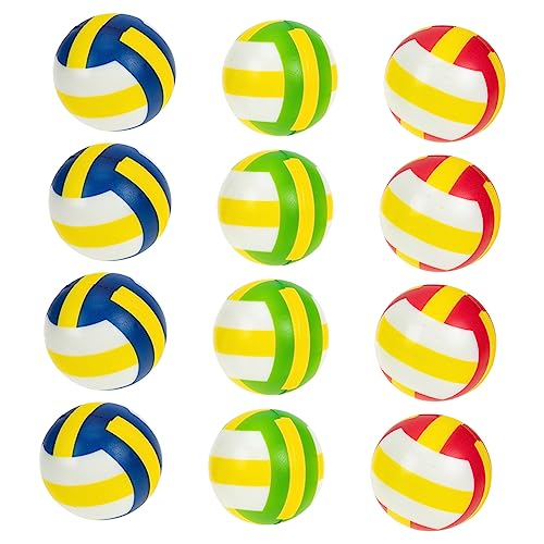 VANZACK 12 Stück Mini Volleyball Stressbälle Bunte Tragbare PU Quetschbälle als Dekompression für Erwachsene und Partyspaß von VANZACK