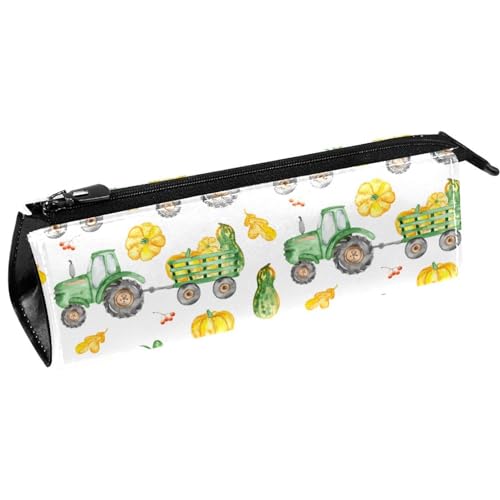 VAPOKF Federmäppchen, Motiv: Harvest Pumpkin Apple Green Traktor, Schreibwaren-Tasche, Kosmetiktasche, kompakte Reißverschlusstasche, multi, 5.5 ×6 ×20CM/2.2x2.4x7.9 in, Taschen-Organizer von VAPOKF