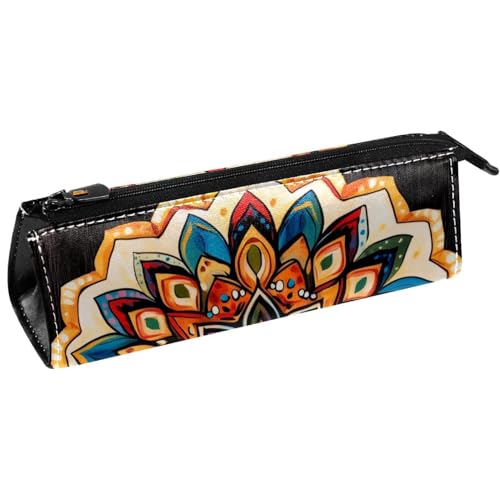VAPOKF Federmäppchen mit Mandala-Blumen-Motiv, Schreibwaren-Beutel, Kosmetiktasche, kompakte Reißverschlusstasche von VAPOKF