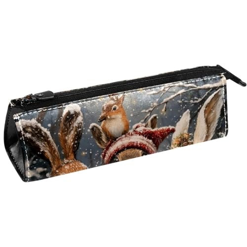 VAPOKF Stiftetasche mit Weihnachtskaninchen, Schreibwaren-Tasche, Kosmetiktasche, kompakte Reißverschlusstasche von VAPOKF