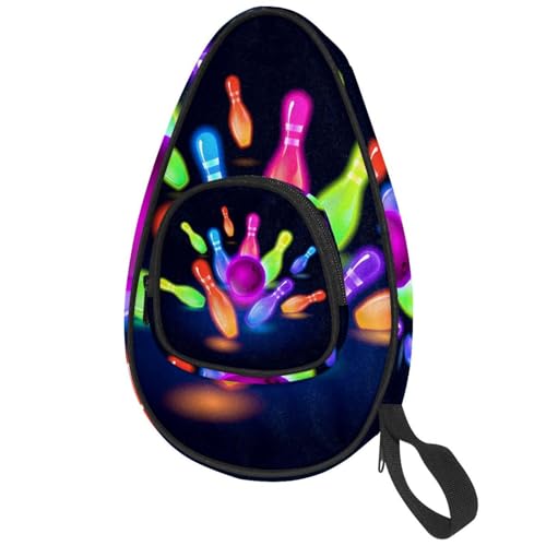 VAPOKF Tischtennisschlägerhülle, bunte leuchtende Stifte, Tischtennisschläger-Tasche, Tischtennisschläger-Tasche, Paddeltasche mit Tasche für 4–5 Bälle von VAPOKF