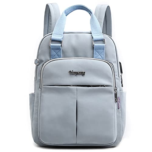 VARLIVOO Frauen Rucksack mit USB Port Schulrucksack 13 Zoll Laptop College Tagesrucksack Damen Daypack Reisen Taschen Wasserdicht Polyester Hellblau von VARLIVOO