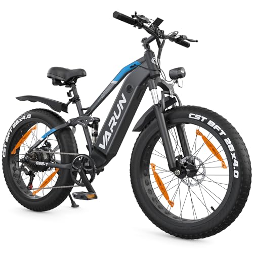 VARUN E-Bike, 26" *4.0" E-Fatbike für Erwachsener mit 250W Motor 25KM/H, 48V 16Ah Akku, E-Mountainbike Herren Damen mit Shimano 7-Gänge, LCD-Display, Fat Tire E-Bike Bis zu 100KM von VARUN