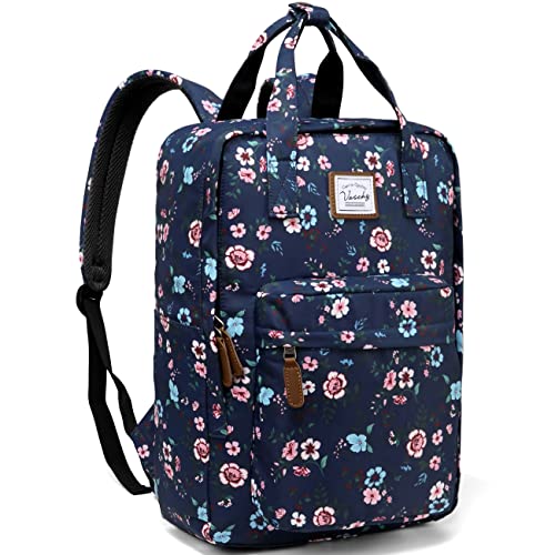 VASCHY Laptop Rucksack für Damen, 15,6 Zoll Schulrucksack für Teenager Mädchen Bookbag Daypack Wasserdichte für College, Reisen, Arbeit, Geschenke Blüte Blumen von VASCHY
