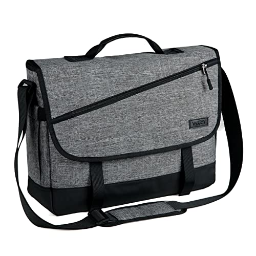 VASCHY Umhängetasche Herren, Wasserabweisende 14-Zoll-Laptoptasche Arbeitstasche Messenger Bag für Arbeit Schule Geschäft Grau von VASCHY