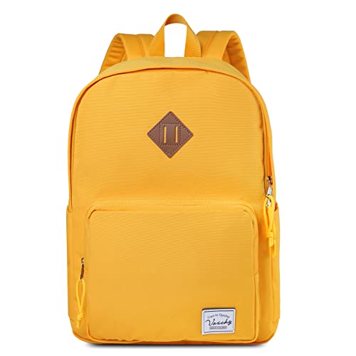 VASCHY Unisex Schulrucksack, Schulrucksack Teenager Ultraleichter Rucksack 15,6 Zoll für Jugendliche Erwachsene Wasserdicht Rucksack Universität, gelb, Klassisch von VASCHY