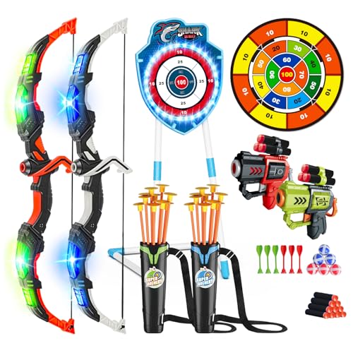 VATOS LED Pfeil- und Bogenschießen 2 Stück Spielzeug Set für Kinder 5-12 Jahre, Leuchtender Bogen und Hai Saugnapf-Standziel, 73 cm Dartscheibe, Innen Außen Spielzeug Geschenk für Jungen Mädchen VATOS LED Pfeil- und Bogenschießen 2 Stück Spielzeug Set für Kinder 5-12 Jahre, Leuchtender Bogen und Hai Saugnapf-Standziel, 73 cm Dartscheibe, Innen Außen Spielzeug Geschenk für Jungen Mädchen von VATOS