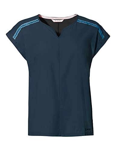 VAUDE Women's Skomer V-Neck T-Shirt II - Hybrid T-Shirt für Damen - Wandershirt - pflegeleicht, 36 von VAUDE