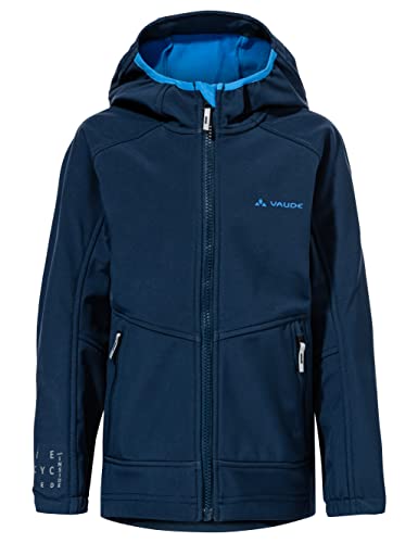 VAUDE Softshell Jacke Kids Rondane IV in blau hochwertige Outdoorjacke, wind- und wasserabweisende Regenjacke mit Kapuze, Klimaschonende Regenjacke Kinder von VAUDE